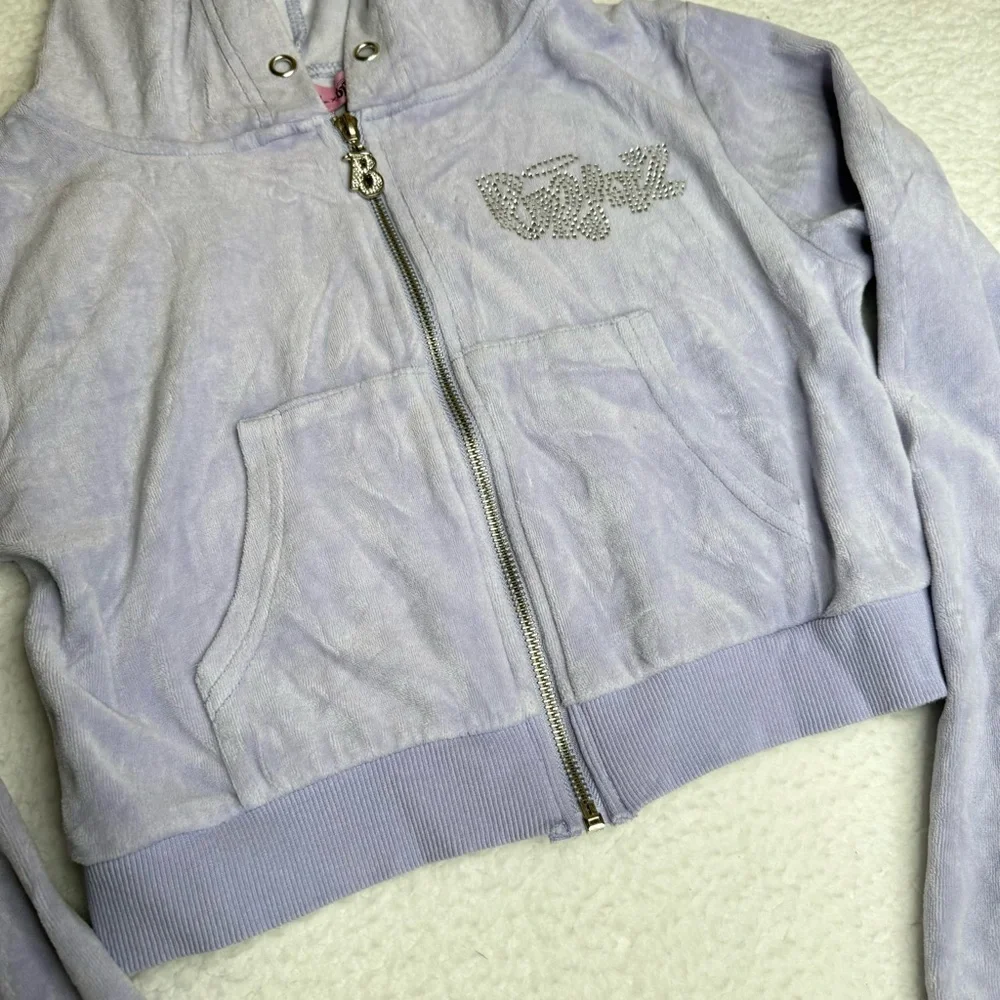 Dolls Kill X BRATZ Lavender Velour Cropped Full Zip Sweater S Y2K Streetwear EUC